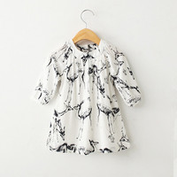 2015 European Designer Fashion Brand Baby Girl Dress With Deer Print Children Clothing For Baby Girls