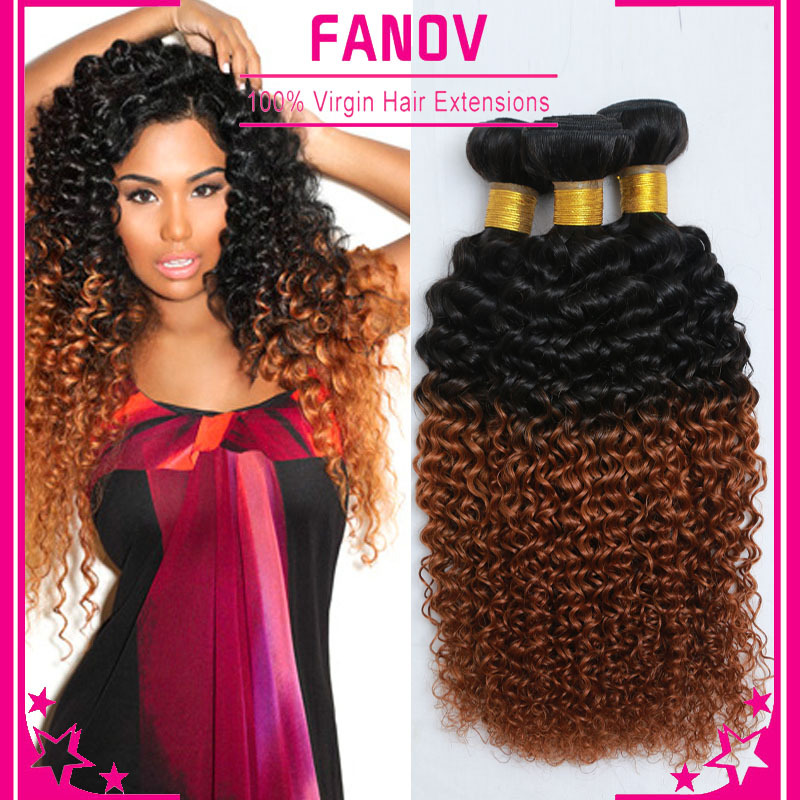 Yvonne Brazilian Kinky Curly Hair 7A Brazilian Ombre Hair Extensions 3PCS LOT Cheap Brazilian Hair 4 Bundles Ombre Hair 1B/30