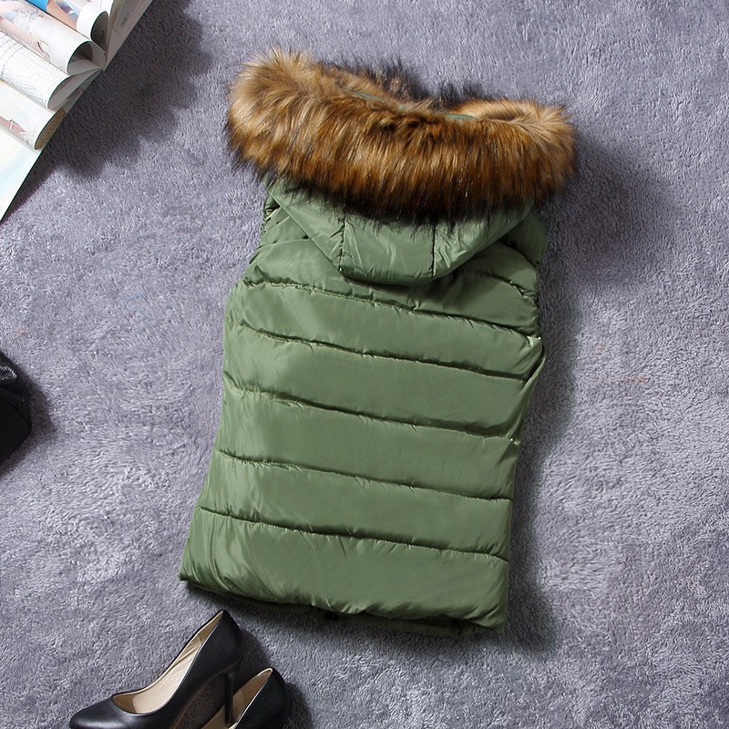 down vest with fur 0W0125 green-1