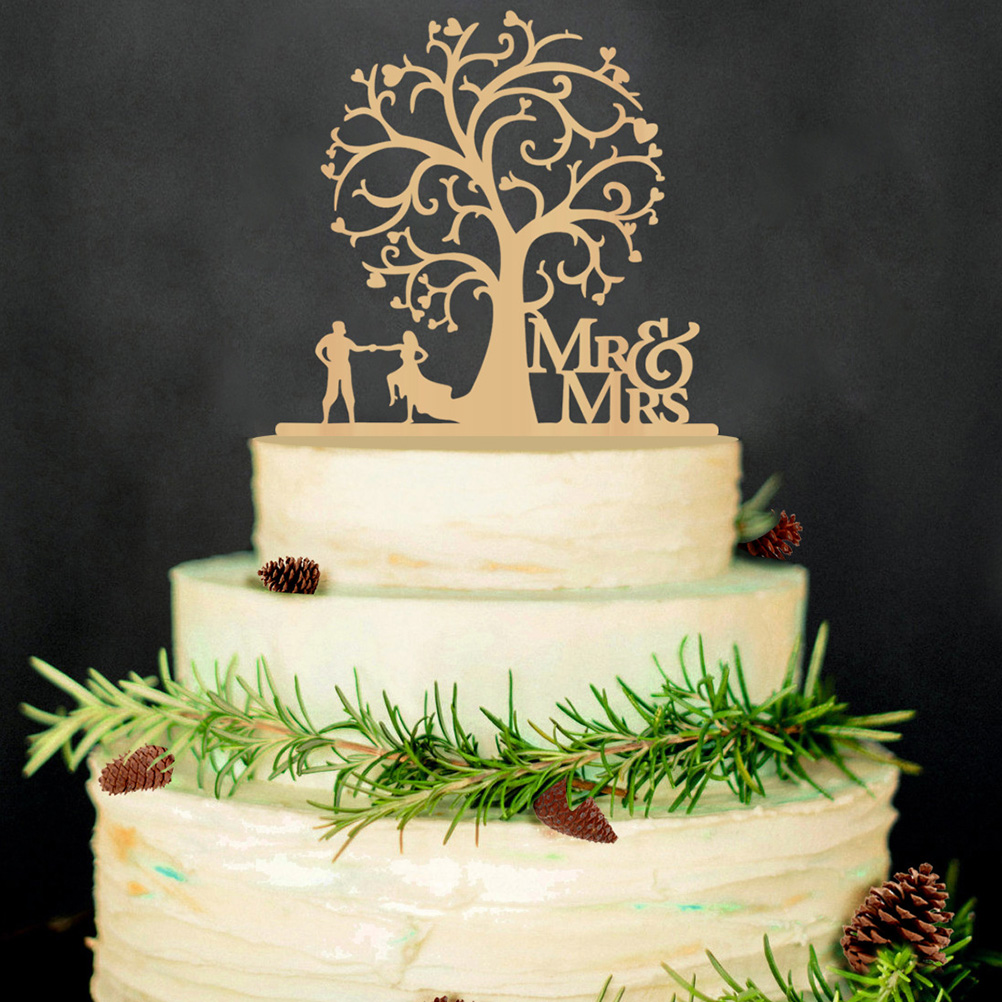 2019 Wholesale Cake Topper Wood Bird Tree Wedding Cake Decorations