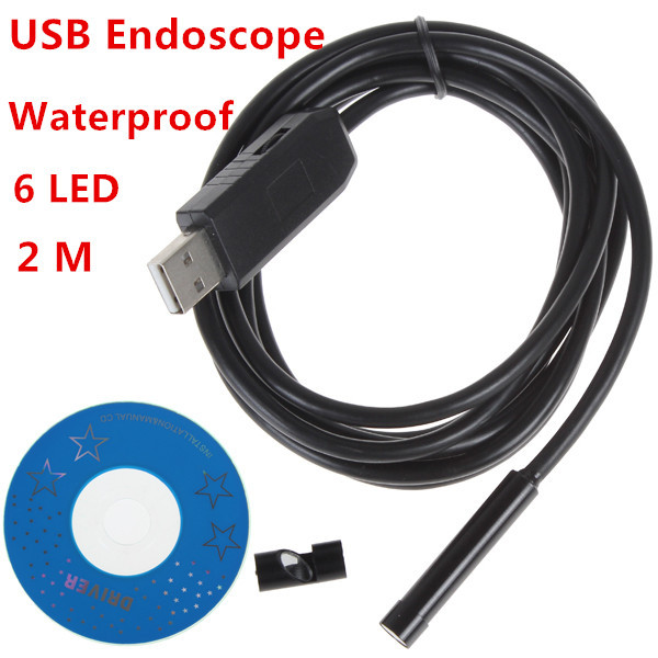 Гаджет  2m USB Cable Waterproof 6 LEDs 1/9 CMOS 7mm Lens Mini Endoscope None Безопасность и защита
