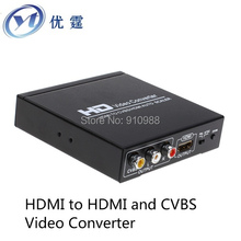 HDMI to HDMI and CVBS Video Converter,NTSC and PAL,HDMI IN VIDEO and hdmi OUT,1080P to 576I,hdmi2cvbs,hdmi2av converter,CRT TV
