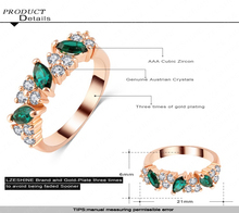 Dark Green Color Zircon Ring 2015 Unique New Real 18K Rose Gold Plated Women Rings Fashion
