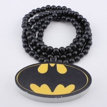 Batman Necklace Pendant GOOD WOOD Hip Hop Beads Wooden Necklaces Fashion Jewelry Best Gift MT099