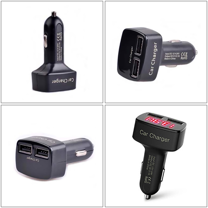 4 In 1 Dual USB Car Charger Adapter Voltage DC 5V 3 1A Tester MTY3