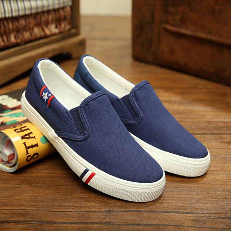 2016 Summer Canvas Blue Flats Shoes Large Size Shoes Women Lazy Big Size Men Shoes man