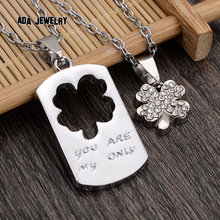 2pcs lot Clover Love 2016 New Couple Lovers Pendant Necklaces For Women s and Men s