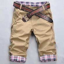 2016 New Cotton Men S Leisure Short Pants Men Sport Casual Pants Plaid Cuffs Pants Black Kaki Grey Color 1901 Free Shipping