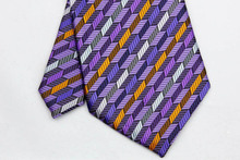 NT0069 Purple Orange Stripe Smooth Multicolor Jacquard Woven Classic Silk Polyester Man s Business Tie Casual