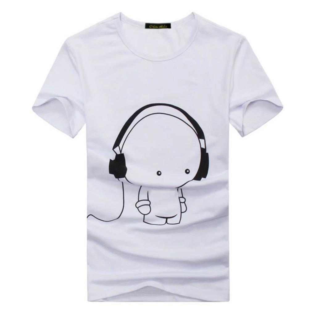 M XXL Summer Style Headset Cartoon Printed Casual T Shirt Men Brand Tshirt Marcelo Burlon T