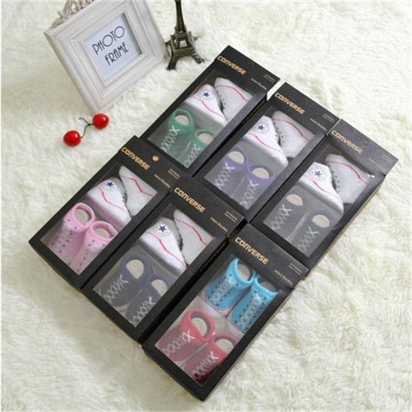 2pairs 4pieces box Kids Baby Unisex Newborn Socks Cotton Shoes Booties Boots 0 6M 13Colors Free