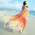 2016 Summer Print Silk Scarf Oversized Chiffon Scarf Women Wrap Beach Cover Up Long Cape Shawl