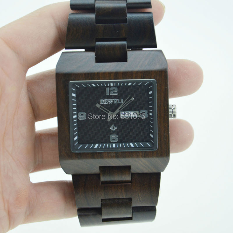 NEW Top luxury man watch 46mm big size bewell man wood watch cheap fashion wood watch