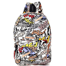 Hippie 2016 Canvas Backpacks Student School Bag Cartoon Print Rucksack Outdoor Travel Pack Laptop Graffiti Bolsa Mochila XA1065C