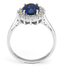 Luxury British Kate Princess Diana William Engagement Wedding Blue Sapphire Ring Set Pure Solid 925 Sterling