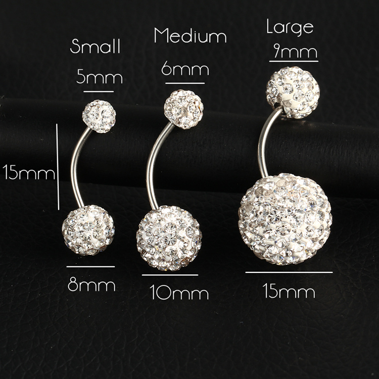 IF YOU Trendy Ball White Crystal Navel 