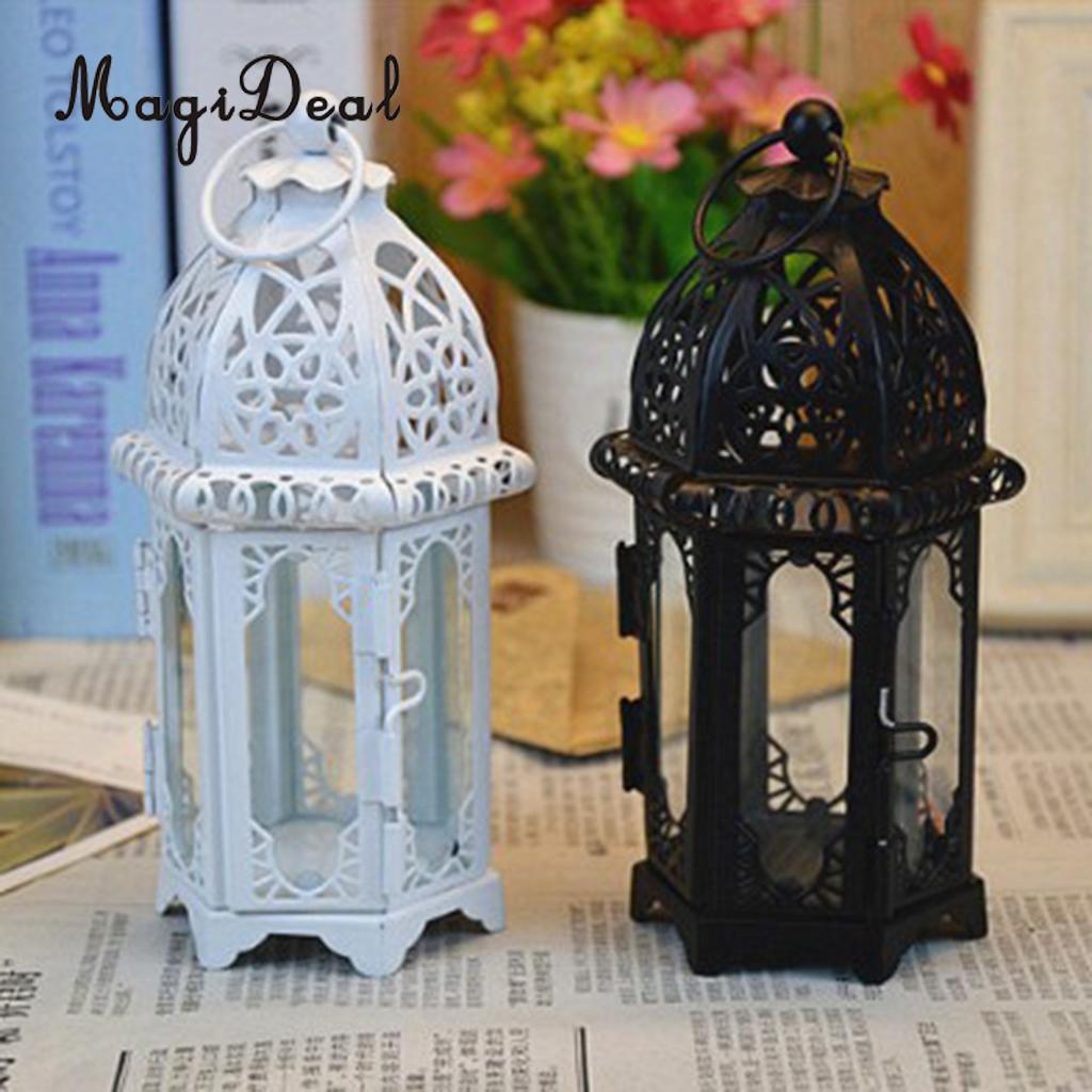 JT_ Metal Moroccan Lantern Candlestick Candle Holder Tea Light Wedding Decor F 