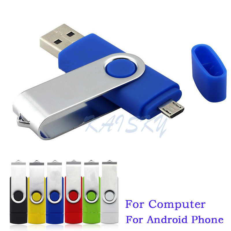 Smart Phone USB Flash Pen Drive OTG Micro USB Fold Storage Computer U Disk Swivel Memory