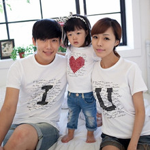 2015 Matching Mother Daughter Clothes T shirt Cotton Short Sleeve Girls Boys font b Women b