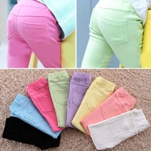 New autumn baby Clothing Hot Girls Jeans Candy Color Skinny Children Pants Baby Casual Long Pants toddler girls  Trousers