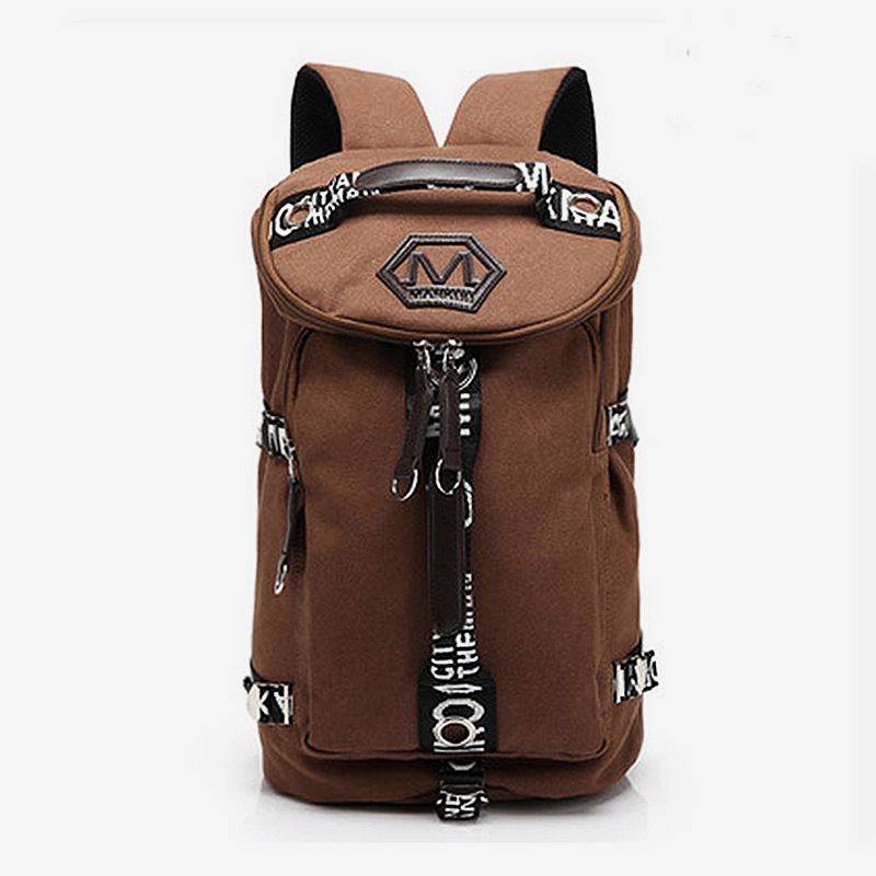 Korean men canvas backpack mens letter print large travel backpack male