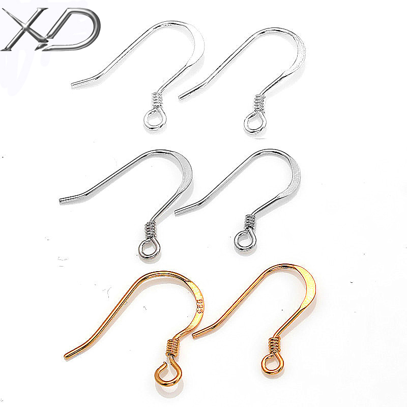 XD P046 925 sterling silver ear wire plating platinum and 18K gold earring hooks jewelry findings