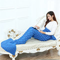 Yarn Knitted Mermaid Tail Blanket Soft Scale Kids Sleeping Bag Handmade Crochet Anti Pilling Portable Bed