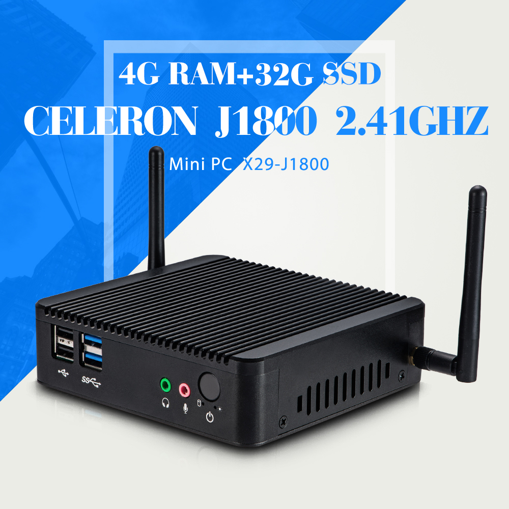 High performance J1800 dual core 4g ram 32g ssd multi user network computing terminal wireless terminal industrial mini pc