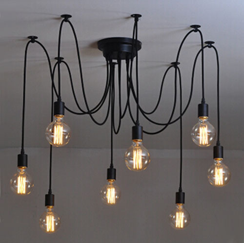 Modern net Retro classic chandelier 8 E27 spider lamp pendant bulb holder group Edison diy lighting lamps messenger wire
