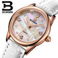 Five Colors BINGER Ms Quartz Watches Waterproof Calfskin Leather Ladies Watch Crystal Diamond Watch For Women