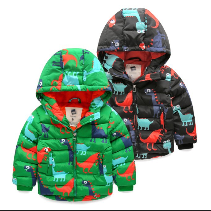 Free shipping new 2014 winter boys cartoon dinosaur down coat baby clothing kids padded jackets children thick outerwear