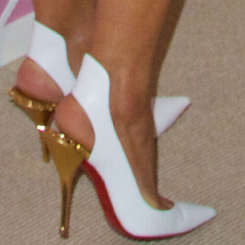 red black and white pumps