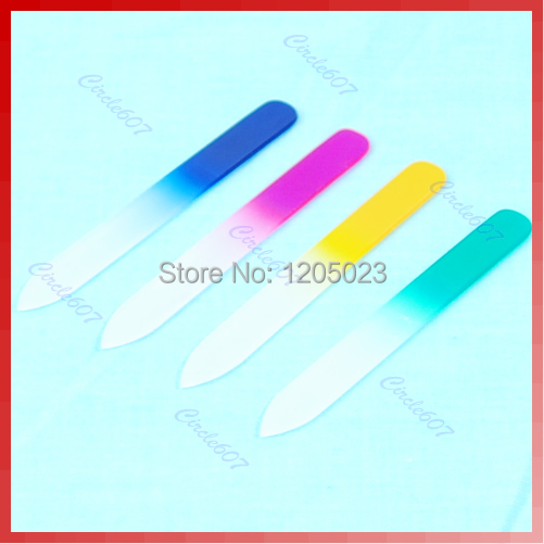 S103 Hot Sell 4 X Cyrstal Glass Nail File Set Assorted Color Manicure Tool Wholesale