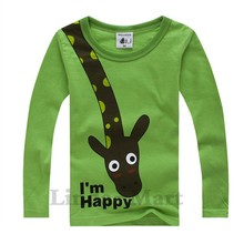 New Hot t shirts cotton long sleeve children t shirts cute animal cartoon t shirt candy