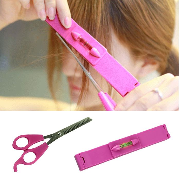 Гаджет  Delicate Pro Salon and Home Use Women DIY Hair Styling Tools Hairdressing Stainless Steel Hair Cutting Bangs Scissors with Ruler None Красота и здоровье
