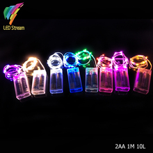 2AA Battery Powered 1M 10 Led Silver Color Copper Wire Mini Fairy String Light Lamp For Christmas Holiday Wedding Party 8 Colors