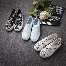 Female JK doodle canvas shoes sneakers Harajuku lolita preppy chic pedal lazy Graffiti shoes cotton made
