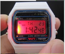 Drop shipping 1pcs F-91W watch Electronic watches LED watch ultra-thin wrist watch brand logo kids watch party gift