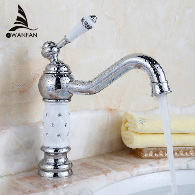 Фотография Free Shipping chrome & White Unique Design Bathroom Sink Basin Mixer Taps Deck Mounted Single Lever Basin Faucet QX-9020