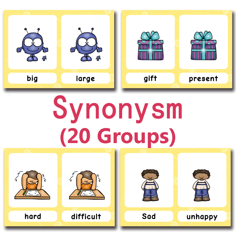 120 Groups Opposites Synonyms English Flashcards Word Card Games for