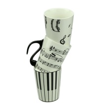 Music Cup Mug Staff Notes Piano Keyboard Ceramic Cup Porcelain Mug Coffee Cup with Cover Creative