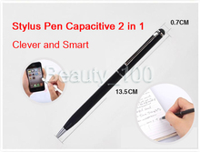 Hot Sale!Universal 2 in 1 Capacitive Touch Screen Stylus+ Ball Point Pen For Iphone Ipad Tablet Pc Samsung Free Shipping 4000pcs