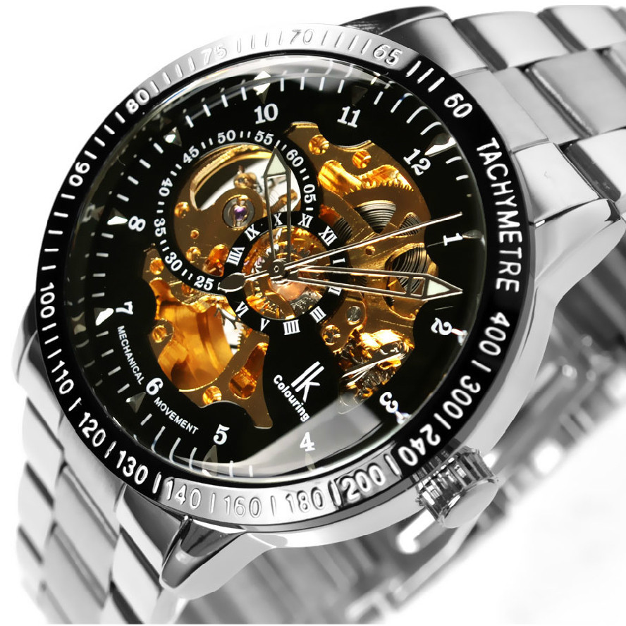 ik colouring Mechanical Tachymeter watch,Military Stainless Steel