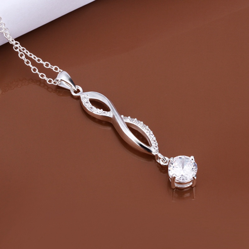 wholesale fine 925 sterling silver necklace fashion jewelry chain white rhinestone necklaces ...