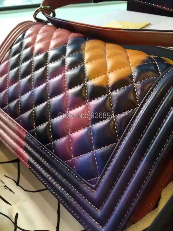 New Design Famous Brand LOGO Graffiti Colorful Genuine Leather