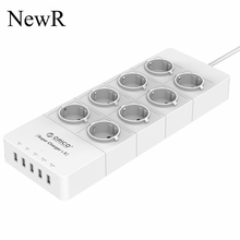 EU Plug USB Travel Tablet Charger Adapter with 8 Outlet Power Strip Surge Protector For Apple