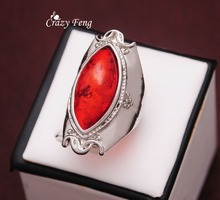 8 9 10 Sizes Fashion Jewelry Silver Plated Oval Shape Ring with Amber Stone Personality Wedding