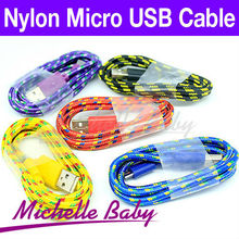 Free Shipping Braided Wire Micro USB Cable 1M 3ft Sync Nylon Woven V8 Charger Cords For Samsung Galaxy S3 S4 I9500 Blackberry