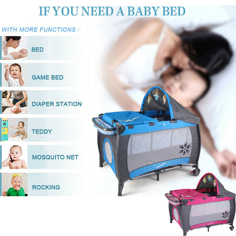 Бесплатная доставка новый 2015 высокое качество ребенка манеж можно сложить многофункциональный детская кровать 2 цветов горячая распродажа