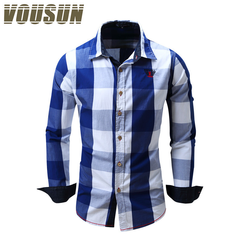 brand 100 Cotton 2016 Hot New Men font b Plaid b font Long sleeved Casual Shirts